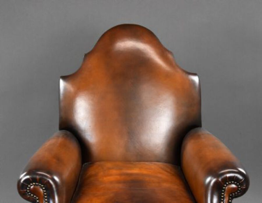 Antique Victorian Hand Dyed Leather Armchair