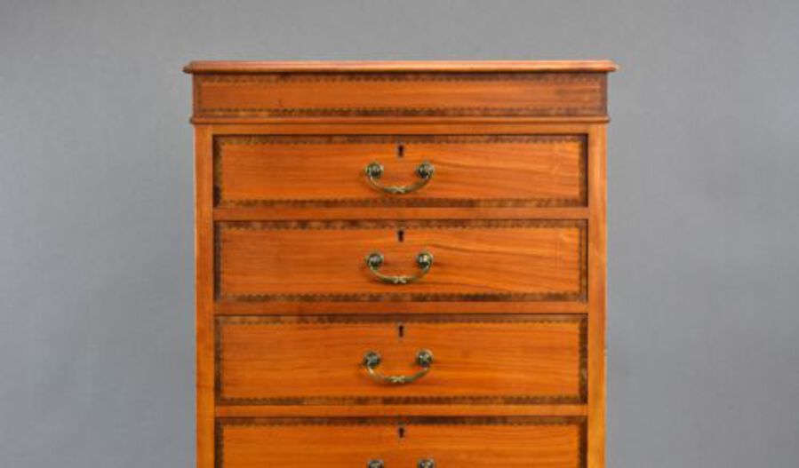 Antique Edwardian Satinwood and Inlaid Chest of Drawers