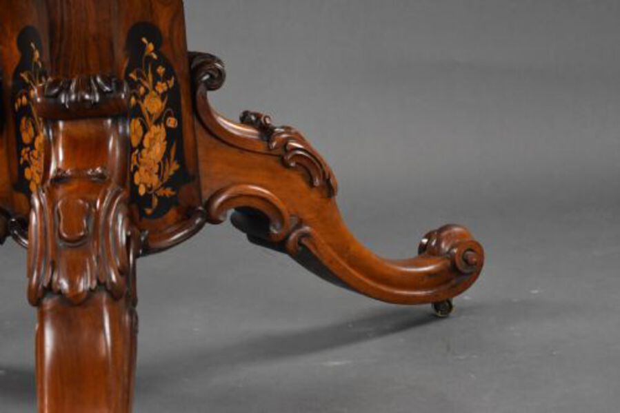 Antique Victorian Burr Walnut and Marquetry Breakfast Table by John Kendal