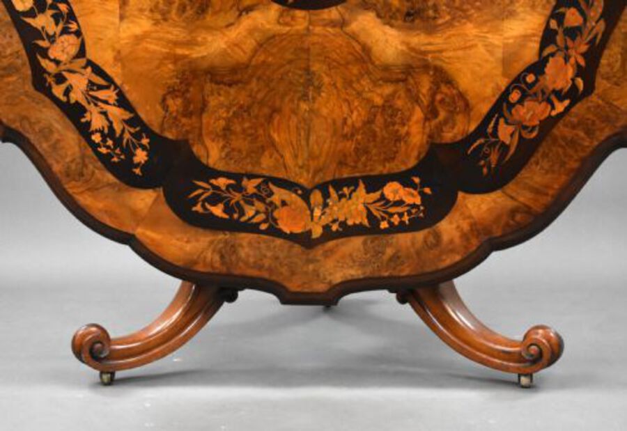 Antique Victorian Burr Walnut and Marquetry Breakfast Table by John Kendal