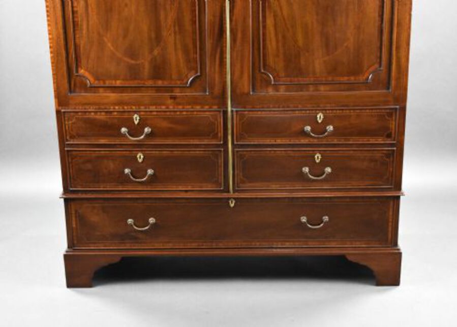 Antique Edwardian Mahogany Inlaid Two Door Warrdobe