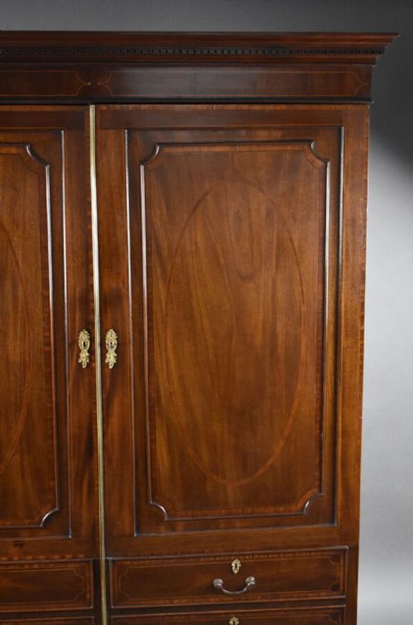 Antique Edwardian Mahogany Inlaid Two Door Warrdobe