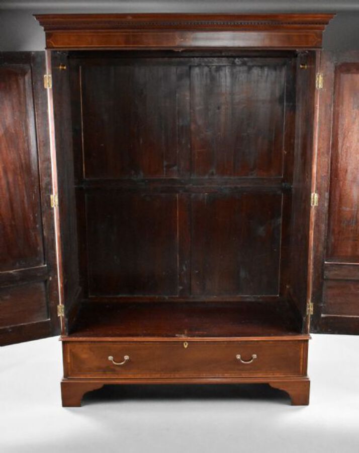Antique Edwardian Mahogany Inlaid Two Door Warrdobe