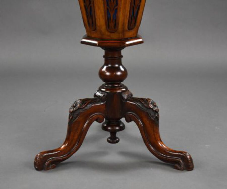 Antique Victorian Inlaid Walnut Needlework Table
