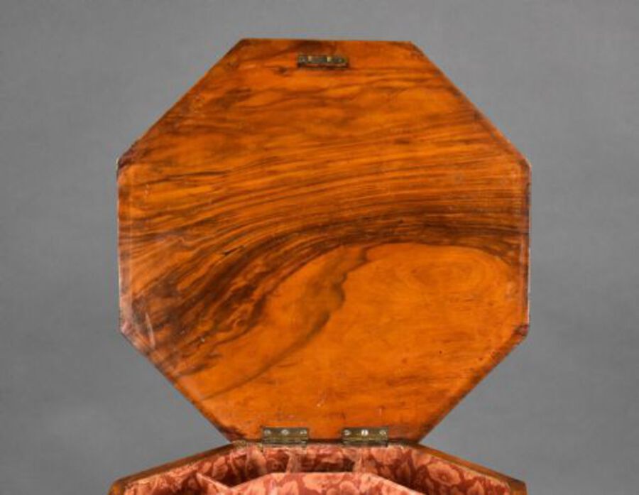Antique Victorian Inlaid Walnut Needlework Table