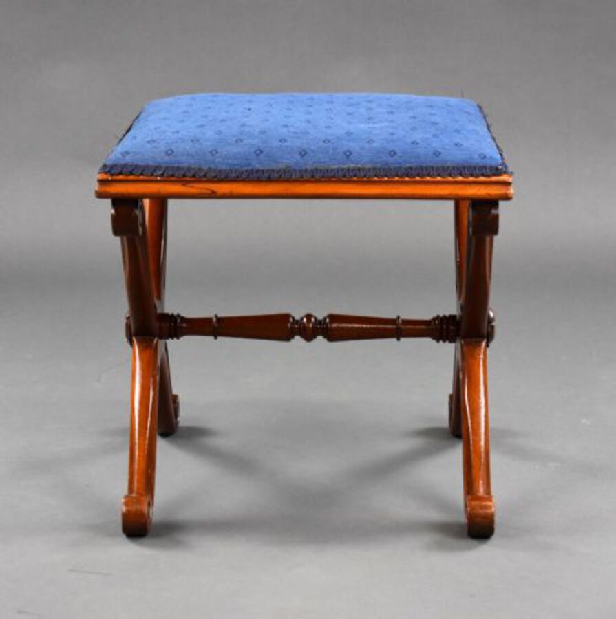 Antique William IV Mahogany X Framed Stool