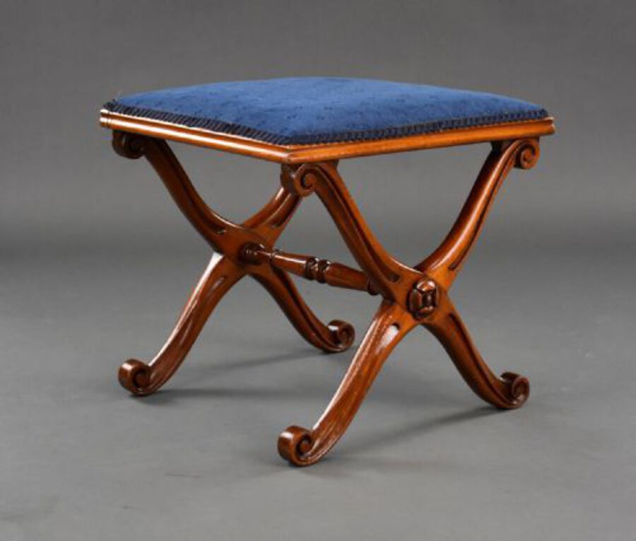 Antique William IV Mahogany X Framed Stool