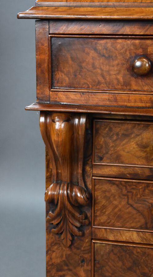 Antique Victorian Burr Walnut Partners Desk