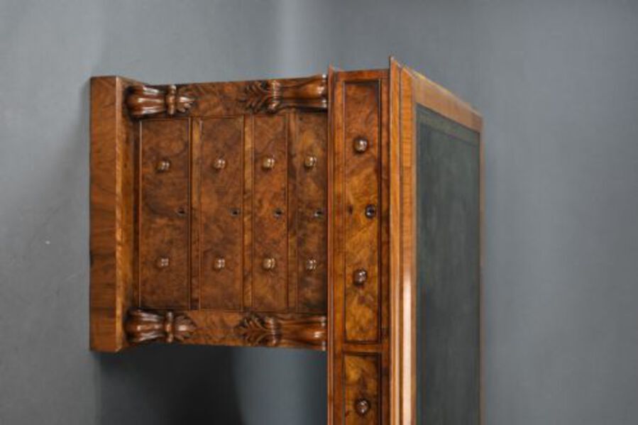 Antique Victorian Burr Walnut Partners Desk