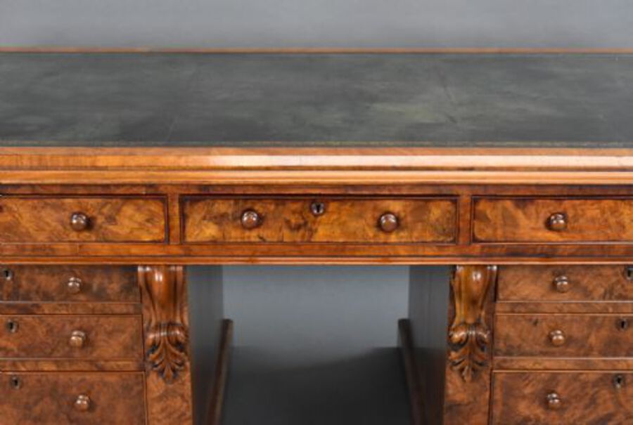 Antique Victorian Burr Walnut Partners Desk