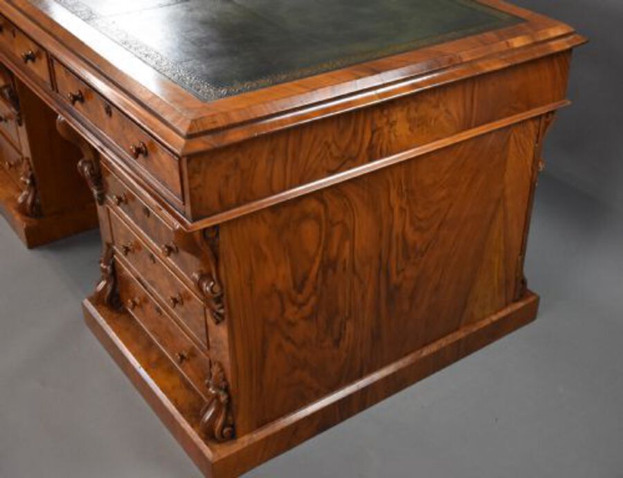 Antique Victorian Burr Walnut Partners Desk