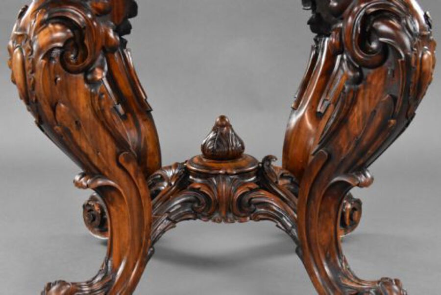 Antique Victorian Burr Walnut & Marquetry Centre Table