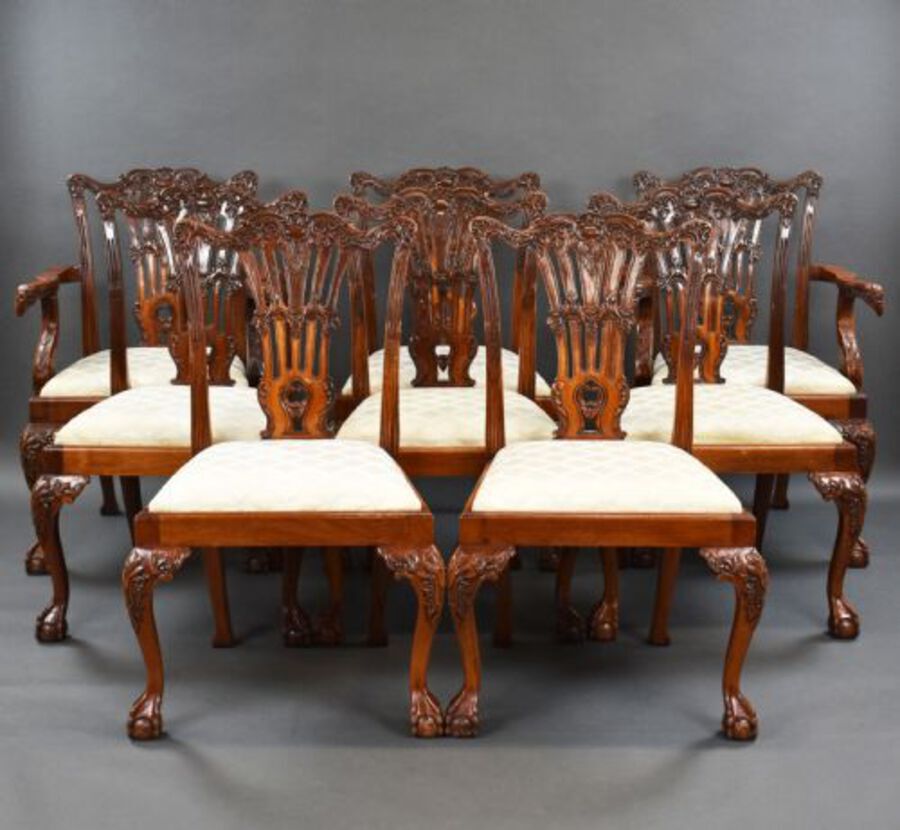 Set of 8 Chippendale Style Dining Chairs