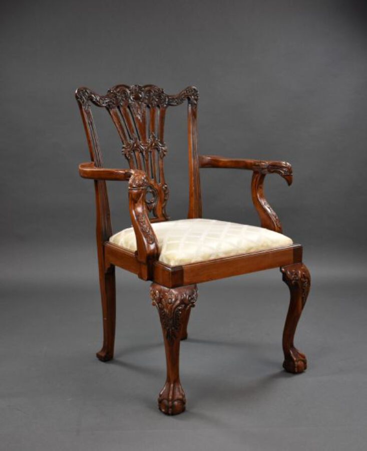 Antique Set of 8 Chippendale Style Dining Chairs