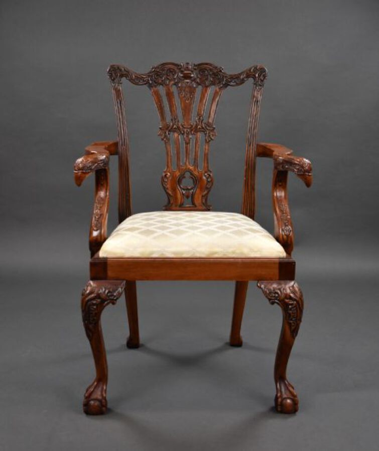 Antique Set of 8 Chippendale Style Dining Chairs