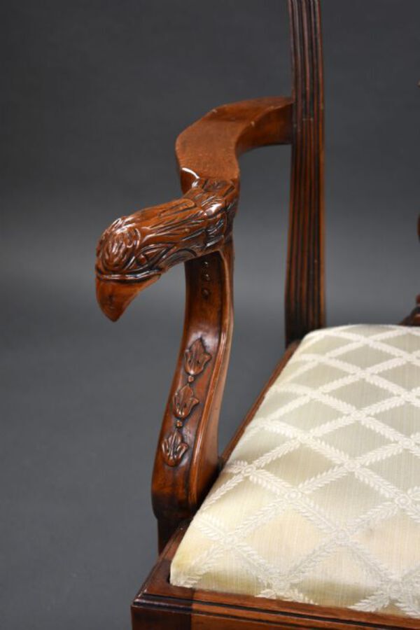 Antique Set of 8 Chippendale Style Dining Chairs