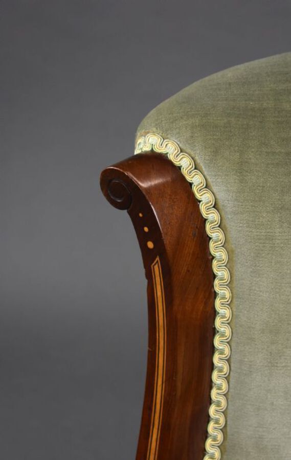 Antique Edwardian Mahogany Inlaid Nursing Chair