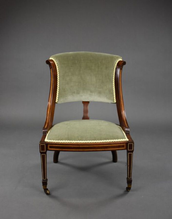 Antique Edwardian Mahogany Inlaid Nursing Chair