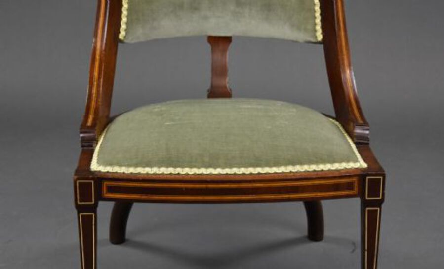Antique Edwardian Mahogany Inlaid Nursing Chair