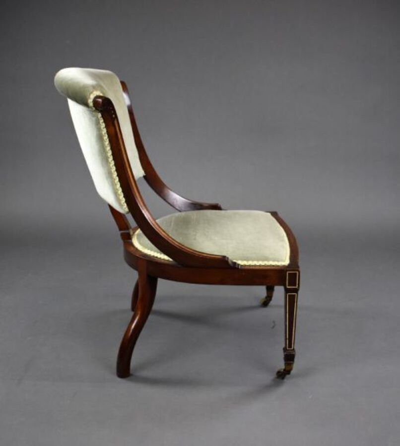 Antique Edwardian Mahogany Inlaid Nursing Chair