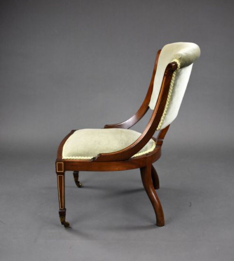 Antique Edwardian Mahogany Inlaid Nursing Chair