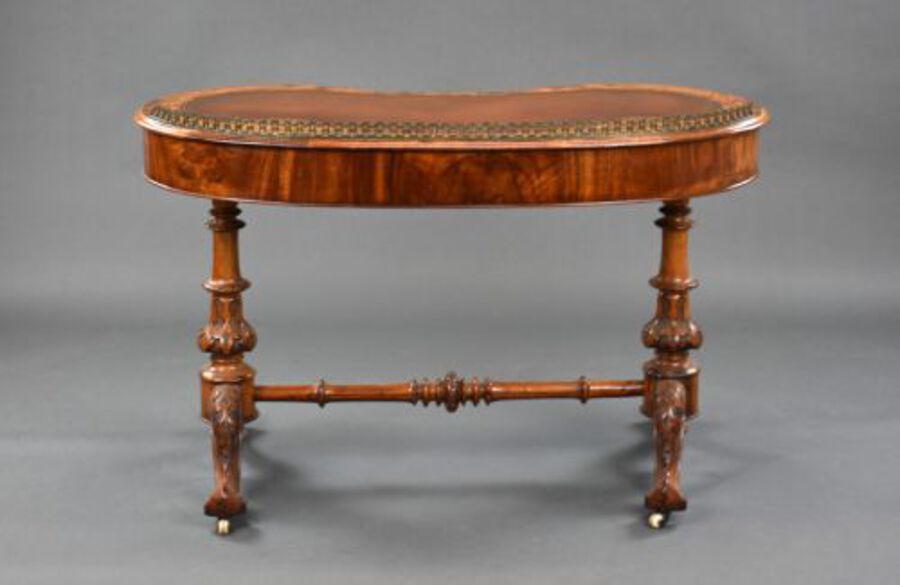 Antique Victorian Burr Walnut Inlaid Writing Table