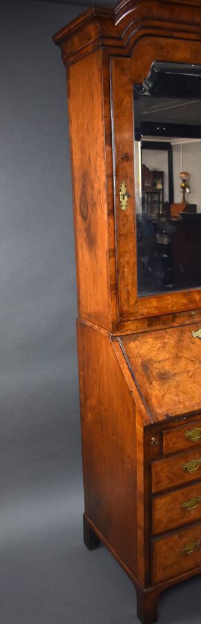 Antique George I Walnut Bureau Bookcase