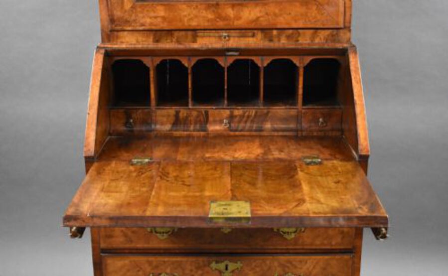 Antique George I Walnut Bureau Bookcase