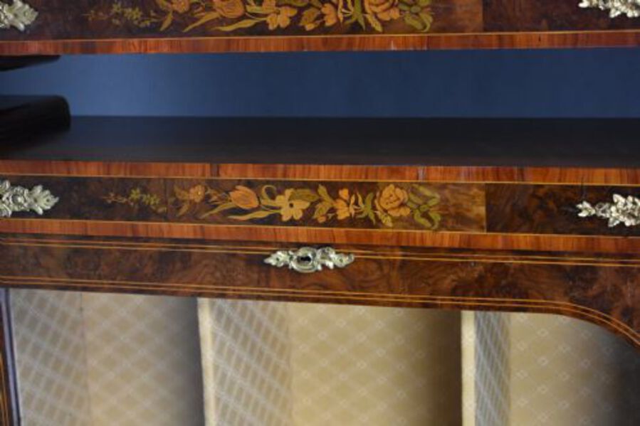 Antique Pair of Victorian Burr Walnut Marquetry Pier Cabinets
