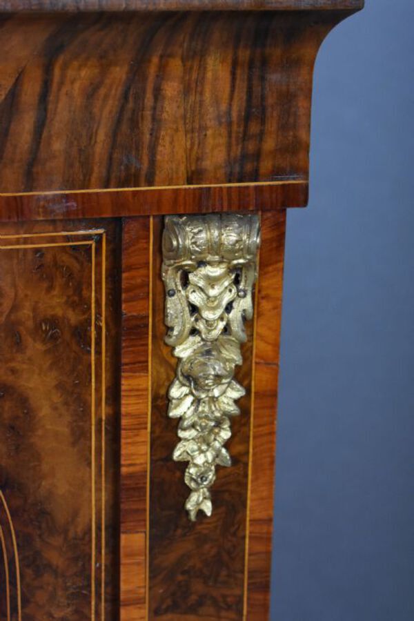 Antique Pair of Victorian Burr Walnut Marquetry Pier Cabinets