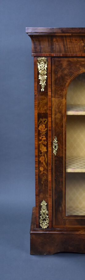 Antique Pair of Victorian Burr Walnut Marquetry Pier Cabinets