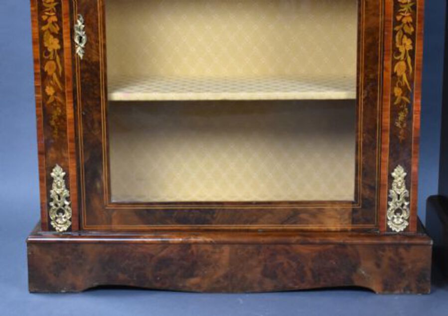 Antique Pair of Victorian Burr Walnut Marquetry Pier Cabinets