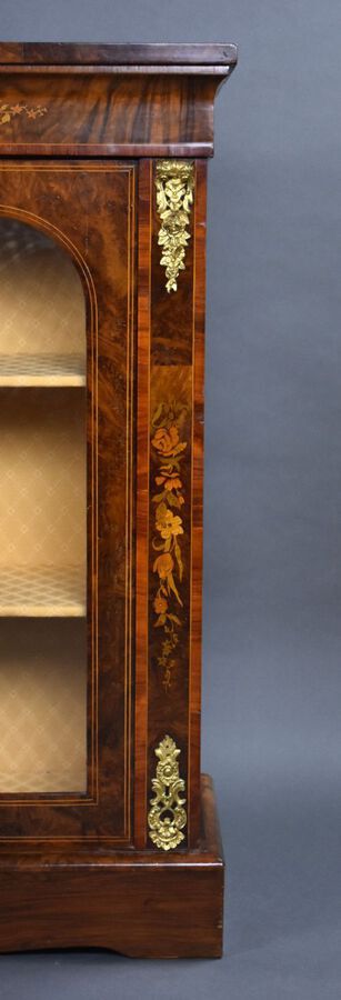 Antique Pair of Victorian Burr Walnut Marquetry Pier Cabinets