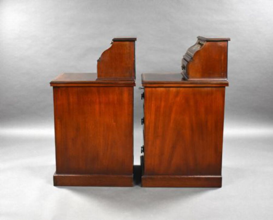 Antique Pair Victorian Inlaid Mahogany Bedsides