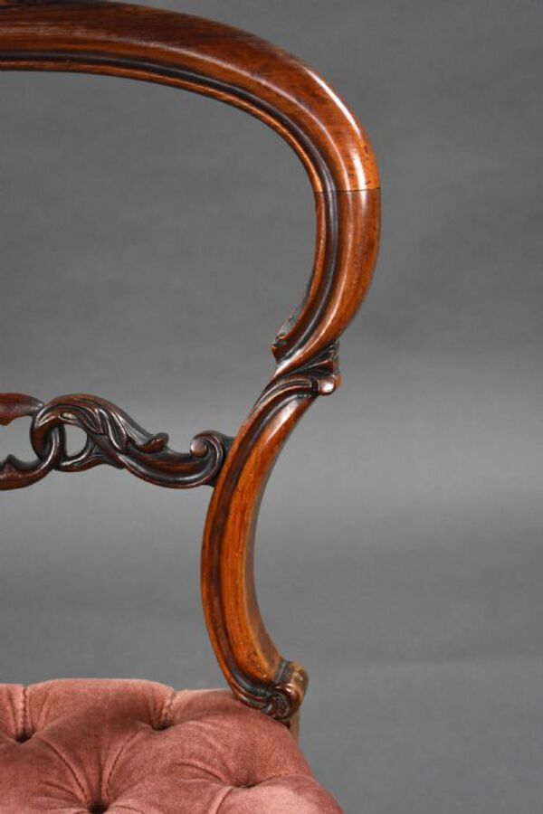 Antique Set Six Victorian Rosewood Dining Chairs