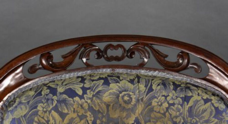 Antique Victorian Carved Walnut Open Armchair