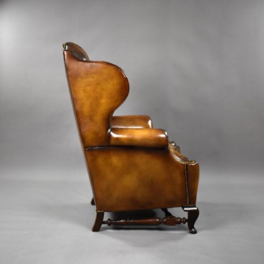 Antique Victorian Leather Wing Back Armchair