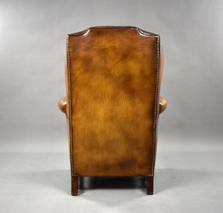 Antique Victorian Leather Wing Back Armchair