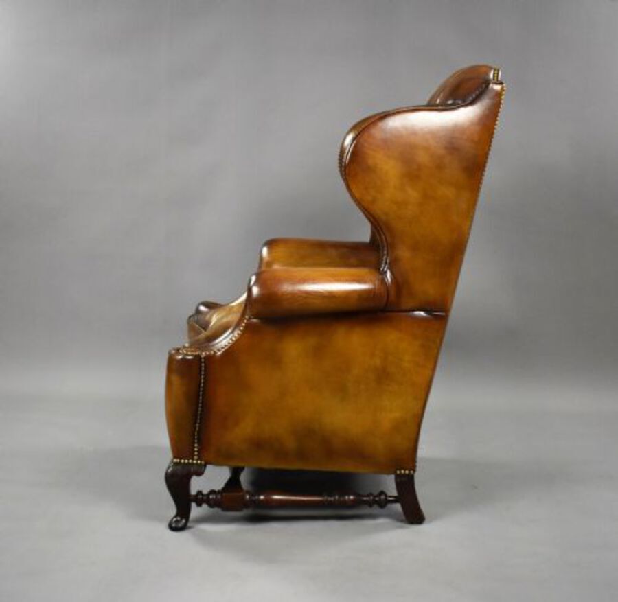 Antique Victorian Leather Wing Back Armchair