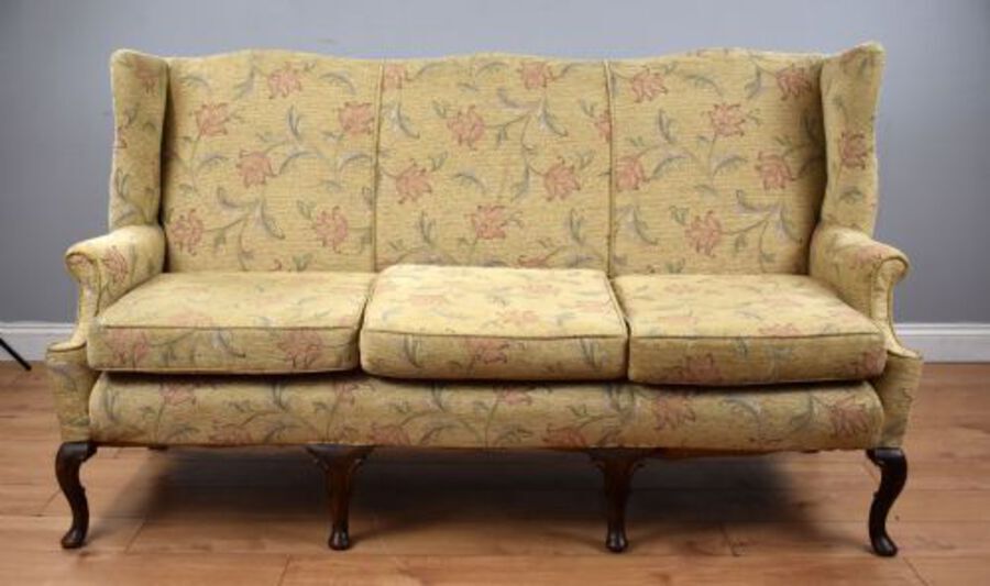 Antique Antique Queen Anne Style Wing Back Sofa