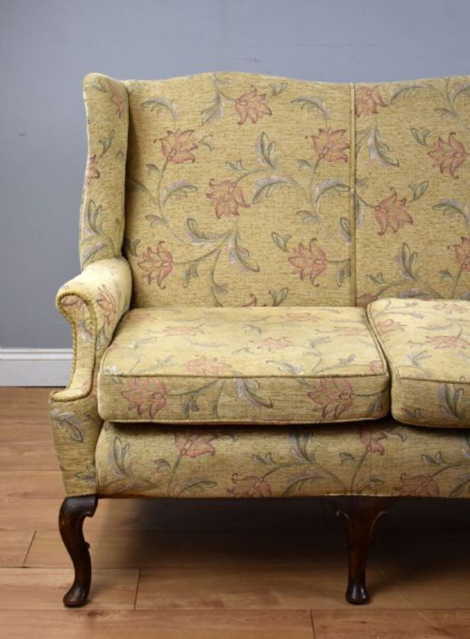Antique Antique Queen Anne Style Wing Back Sofa