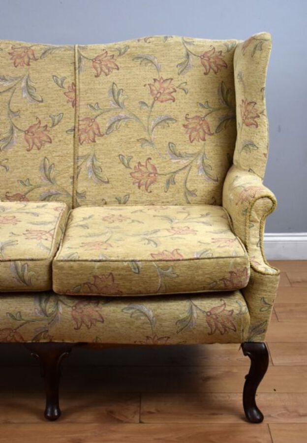 Antique Antique Queen Anne Style Wing Back Sofa