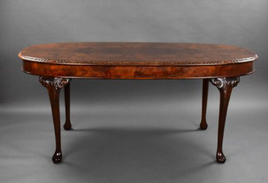 Antique 1930s Burr Walnut Dining Suite