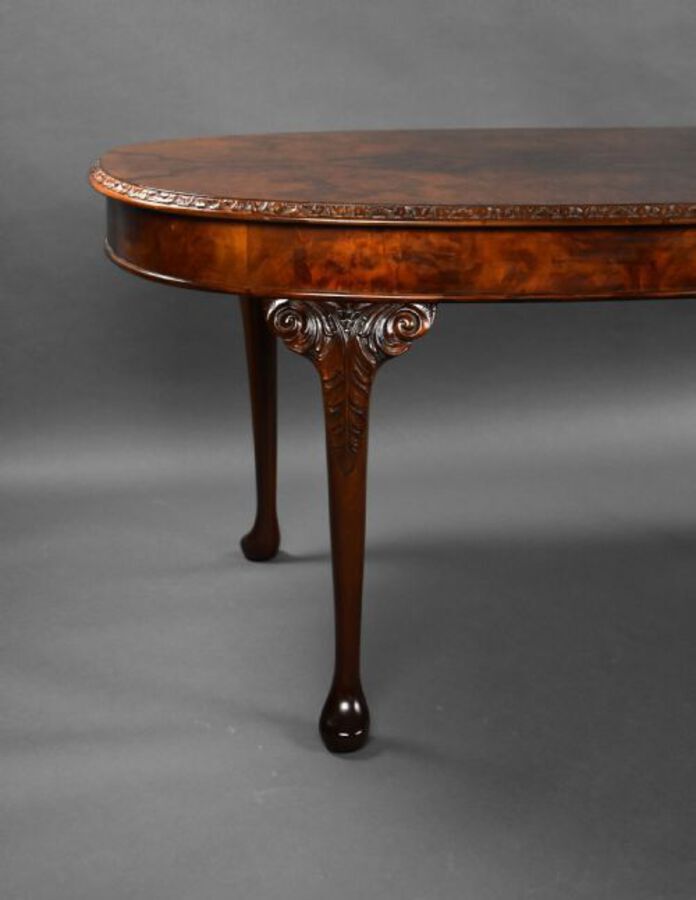 Antique 1930s Burr Walnut Dining Suite