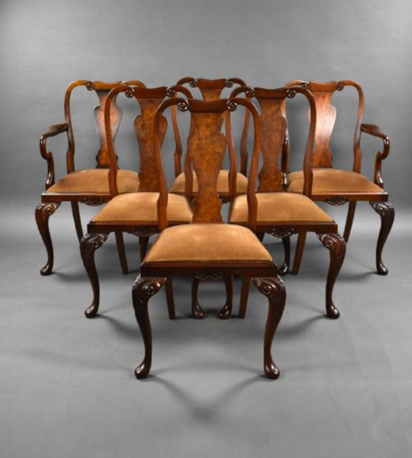 Antique 1930s Burr Walnut Dining Suite