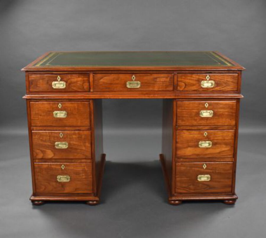Victorian Teak Campaign Desk