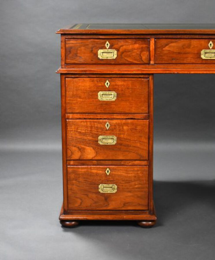 Antique Victorian Teak Campaign Desk