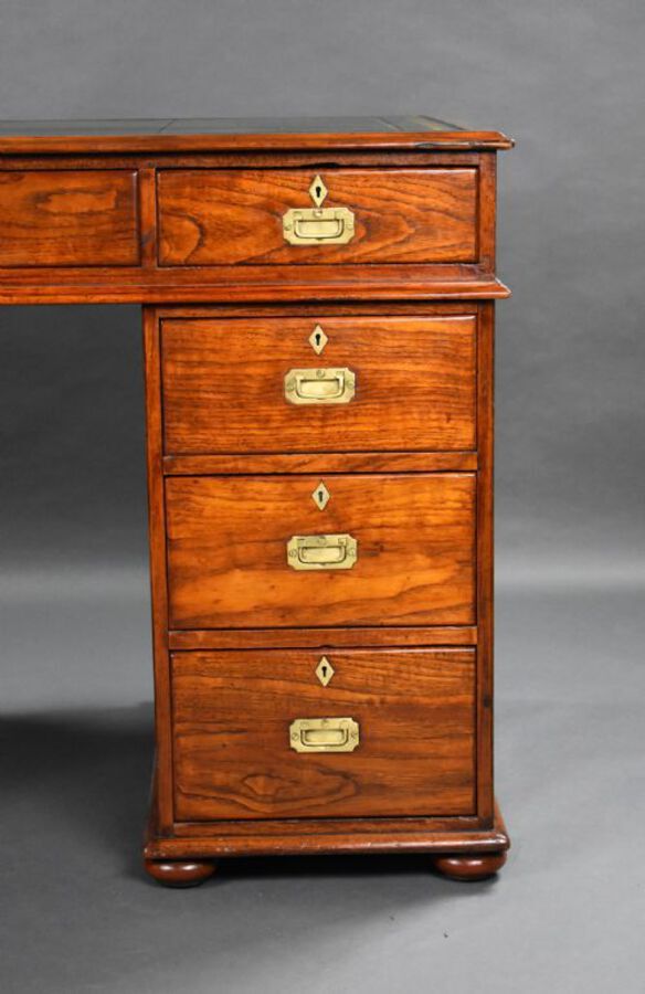 Antique Victorian Teak Campaign Desk