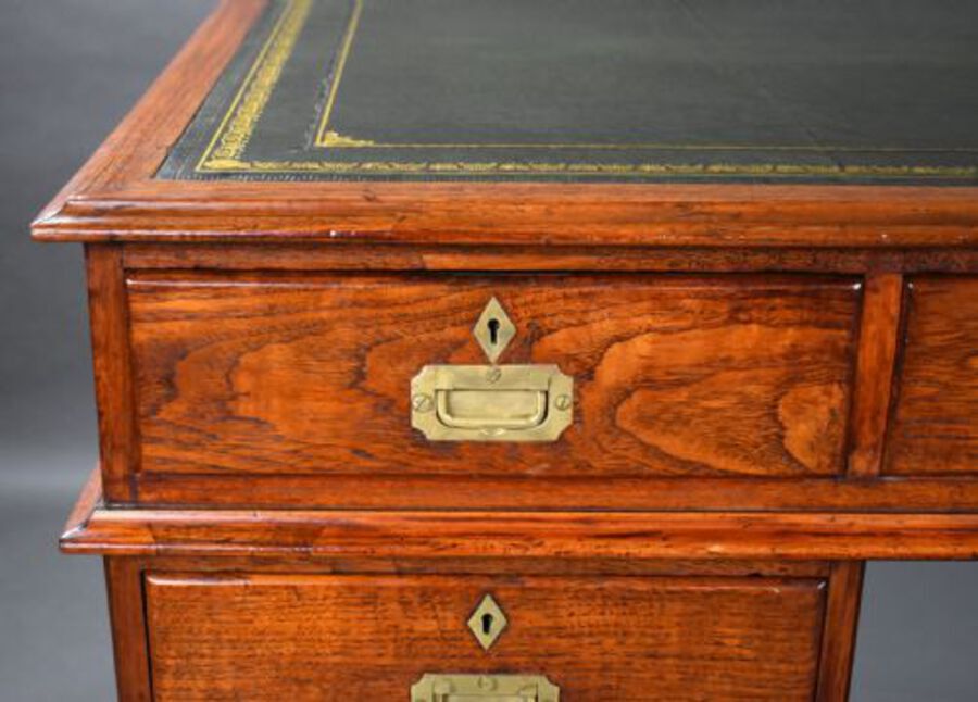 Antique Victorian Teak Campaign Desk