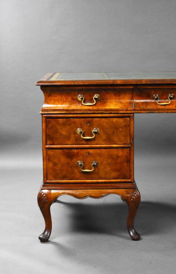 Antique Antique Burr Walnut Pedestal Desk